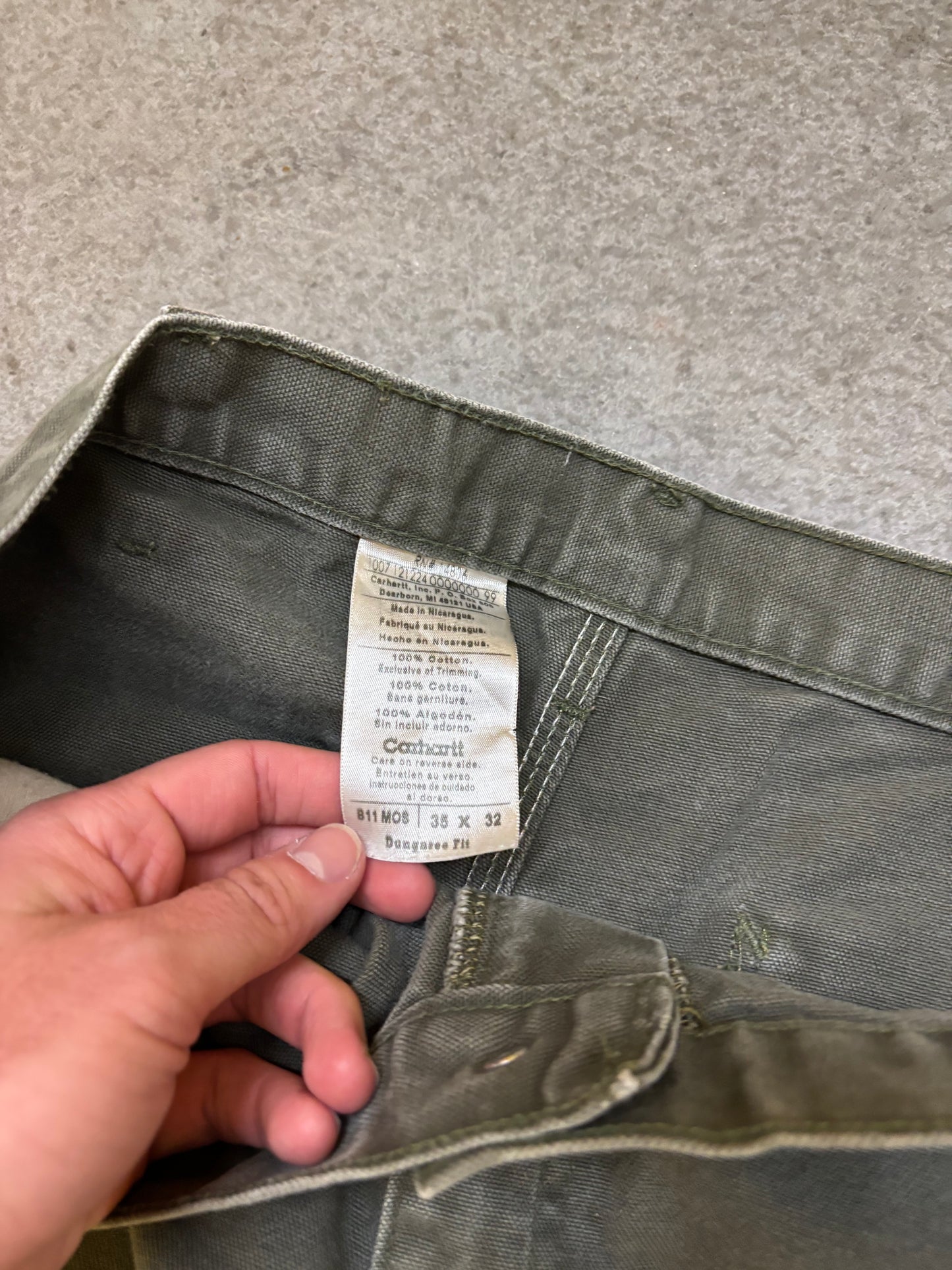 Olive Green Carhartt Carpenters - 35x32