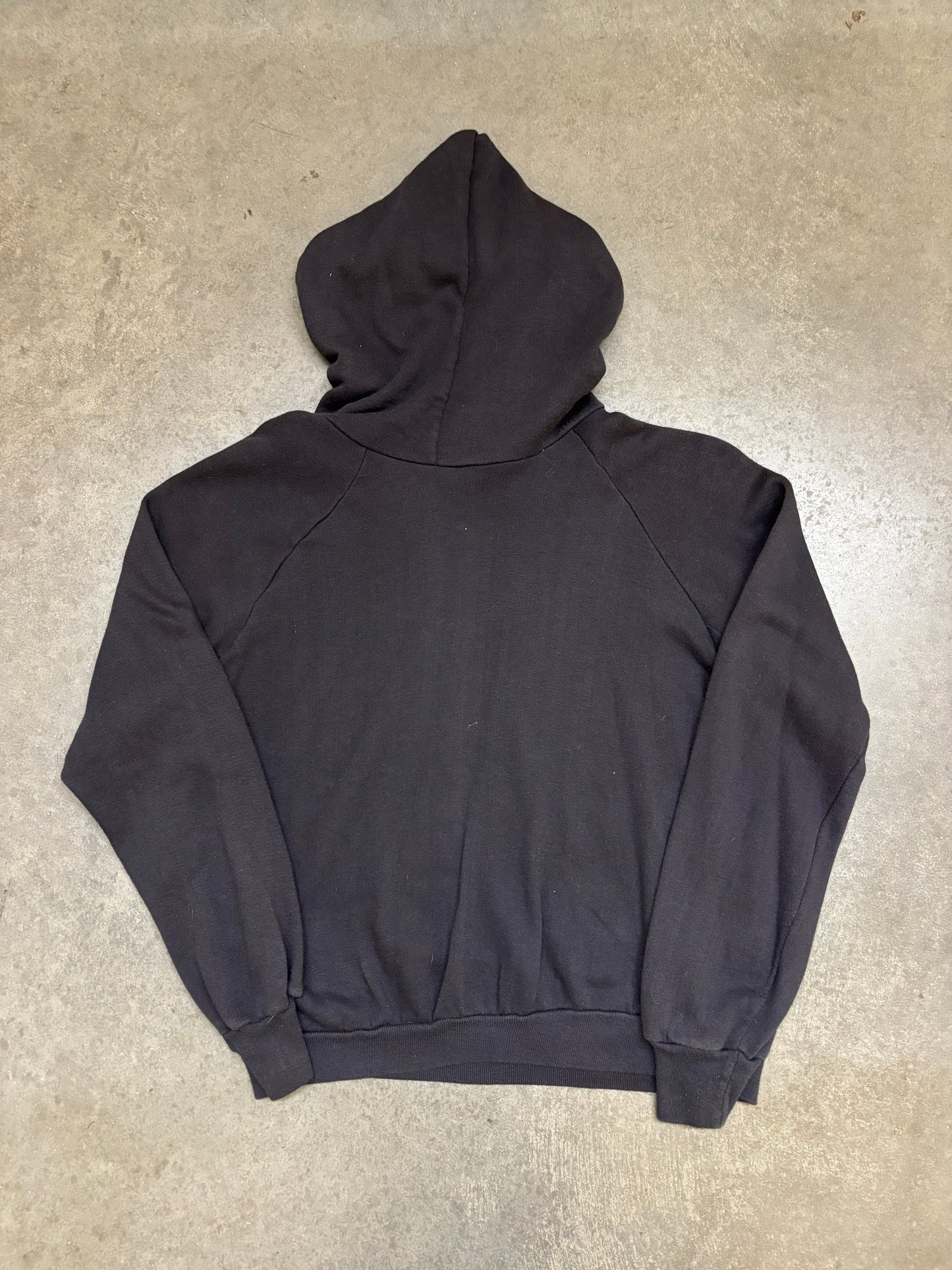 70s Black Hoodie - L