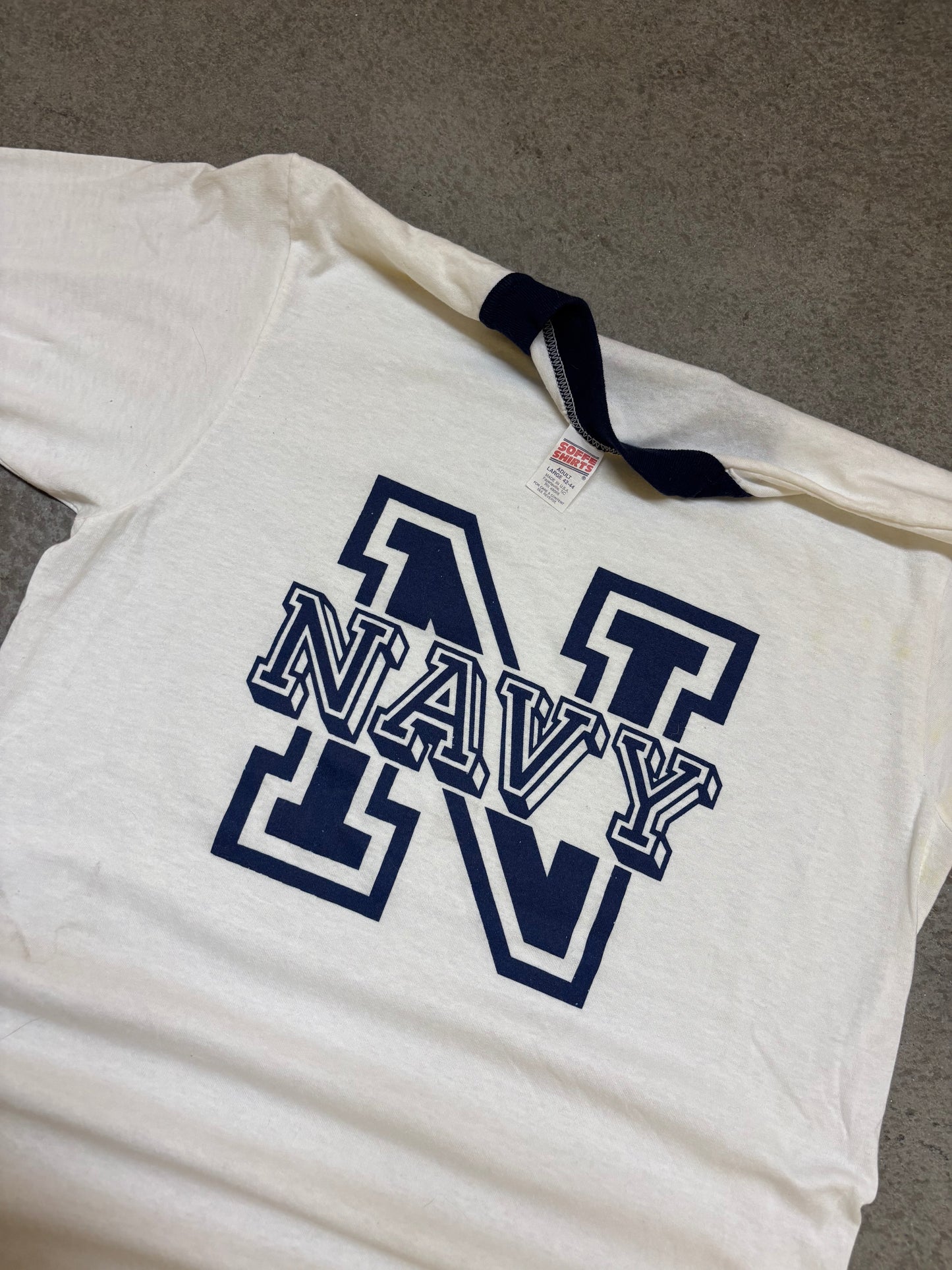 80s Navy Ringer - L