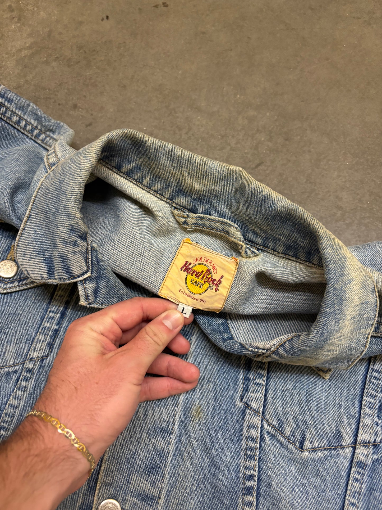 90s Hard Rock Denim Jacket - L