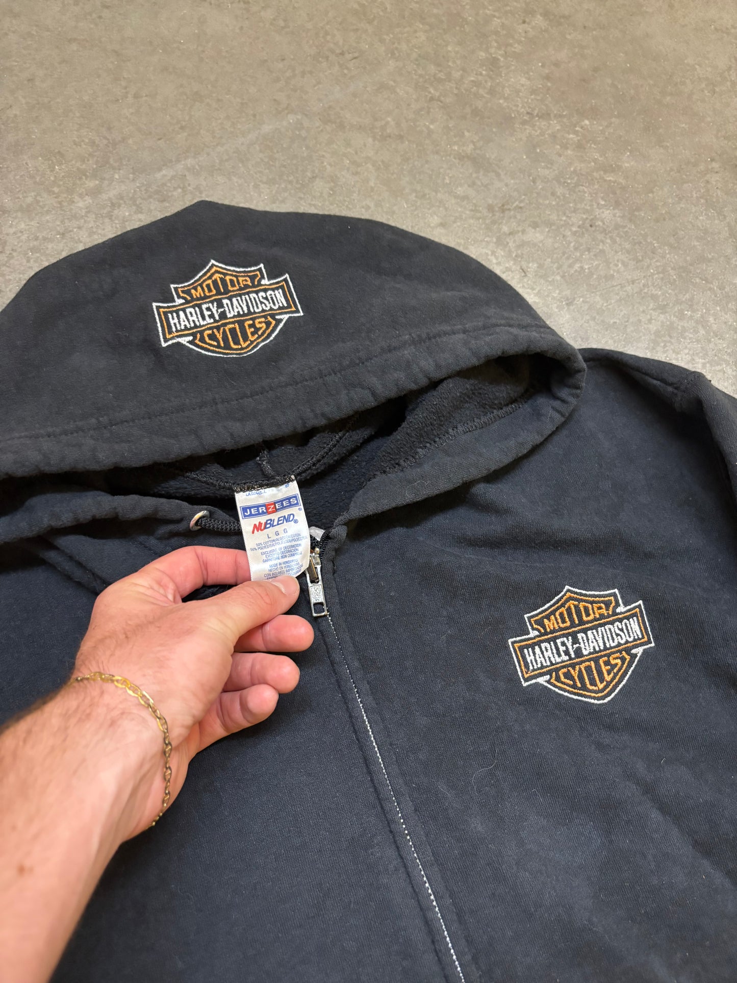 2000s Harley Zip Up Hoodie - L
