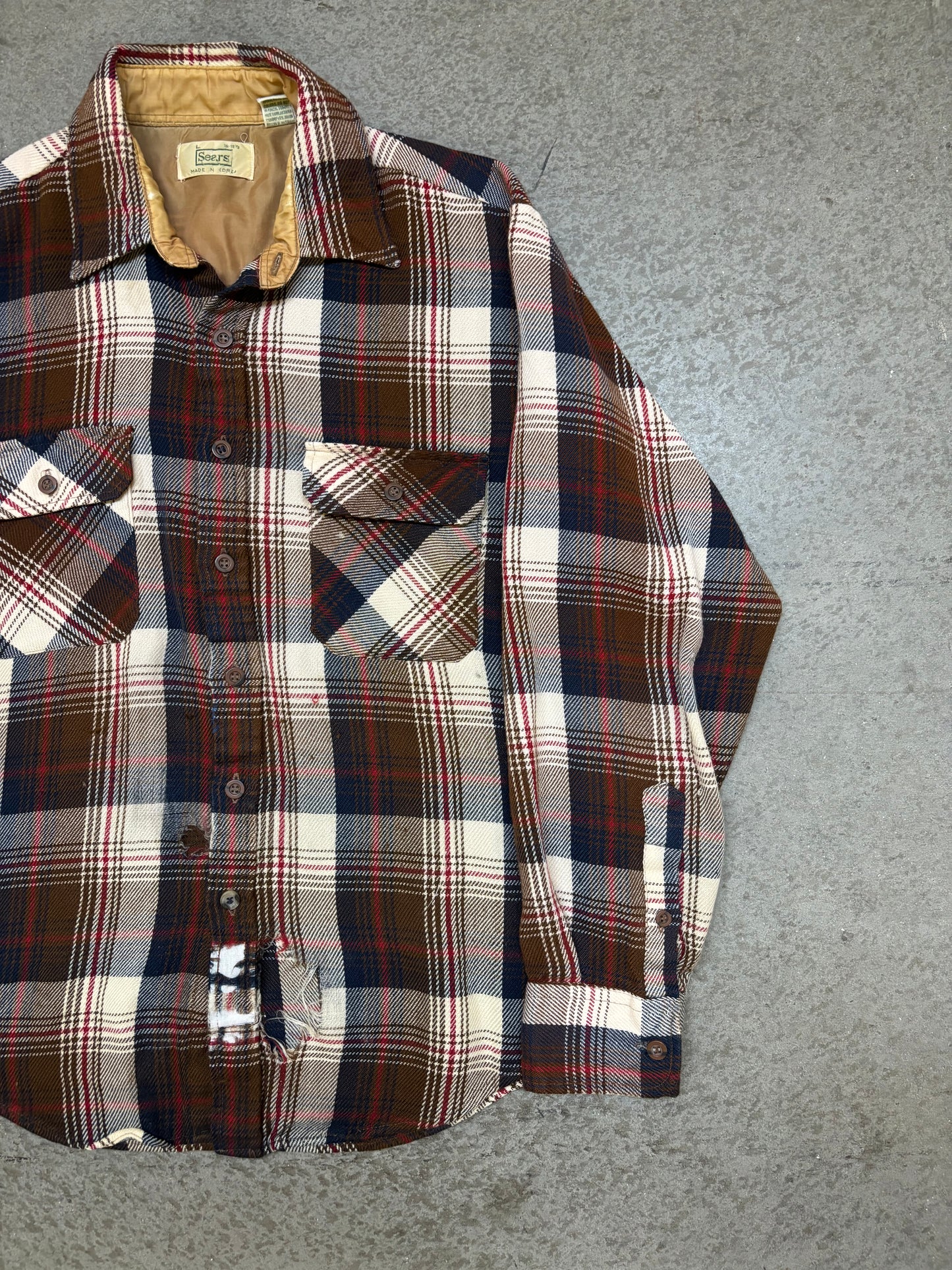 1980s Thrashed Sears Button Up - L