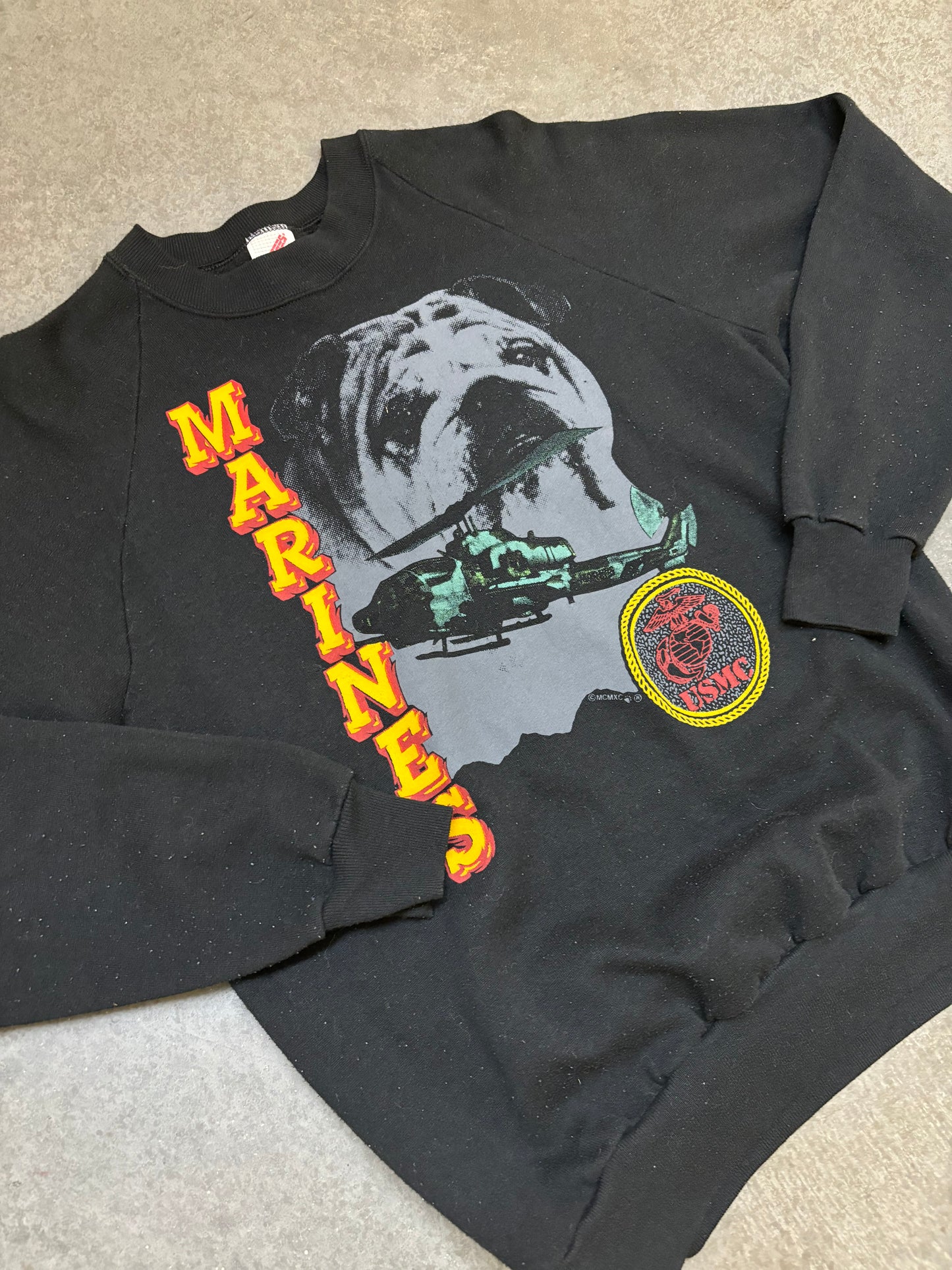 90s Marines Bulldog Crewneck - L