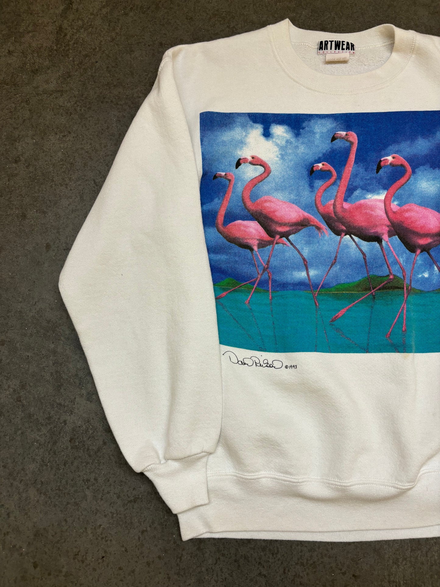 90s Flamingo Art Crewneck - L