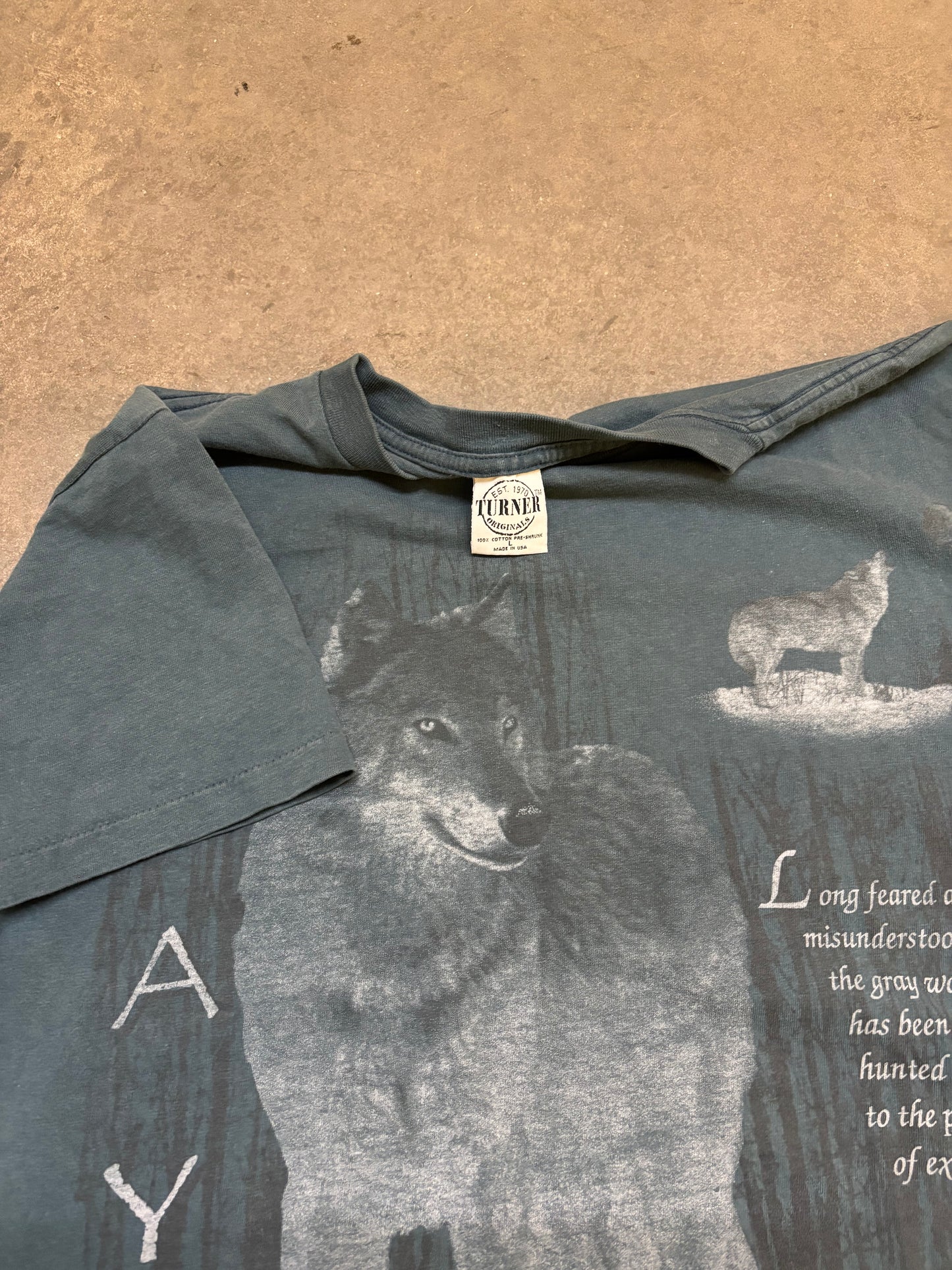 90s Gray Wolf Tee - L