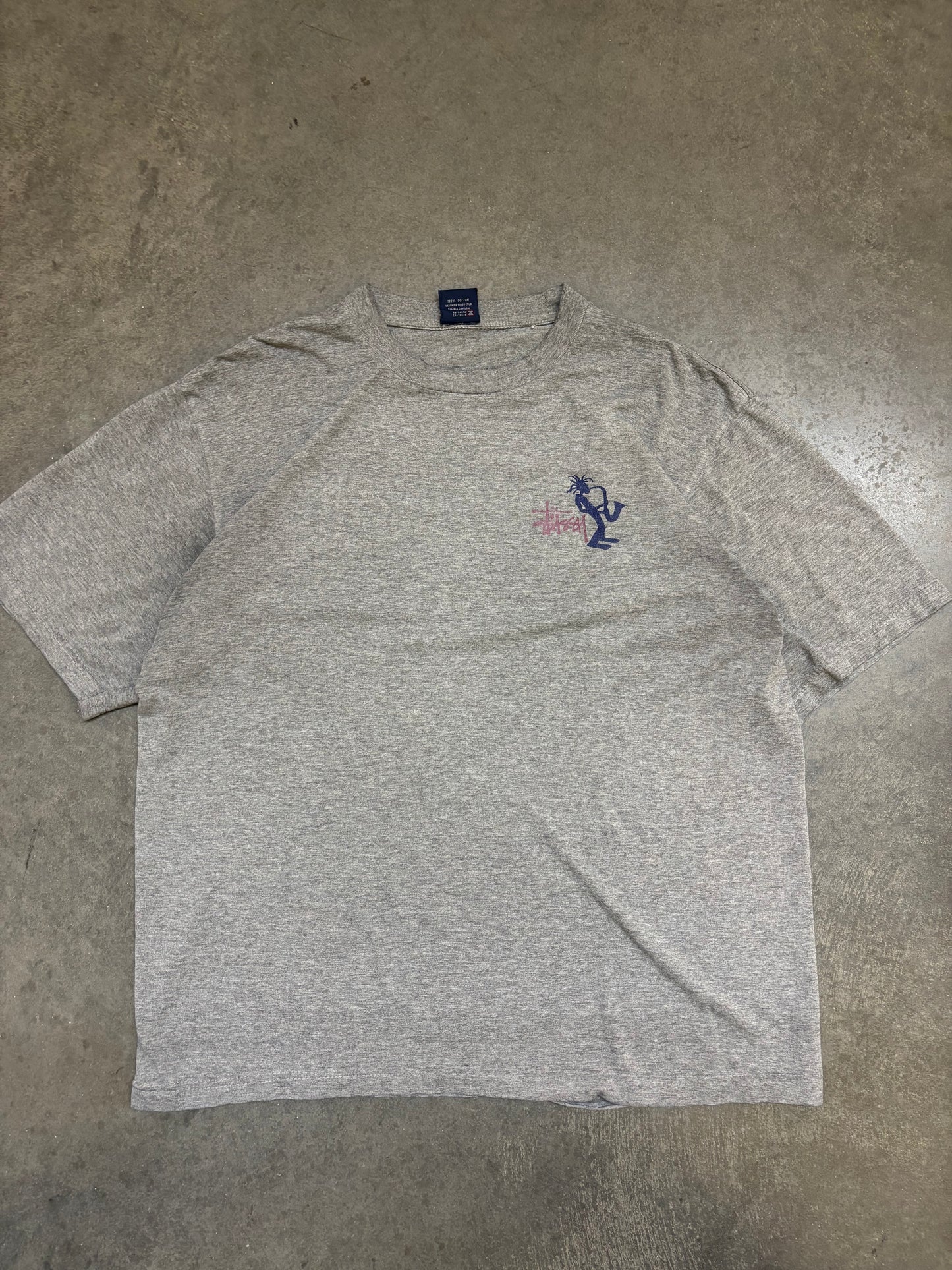 1990s Faded Stussy Sax Man Tee - XL