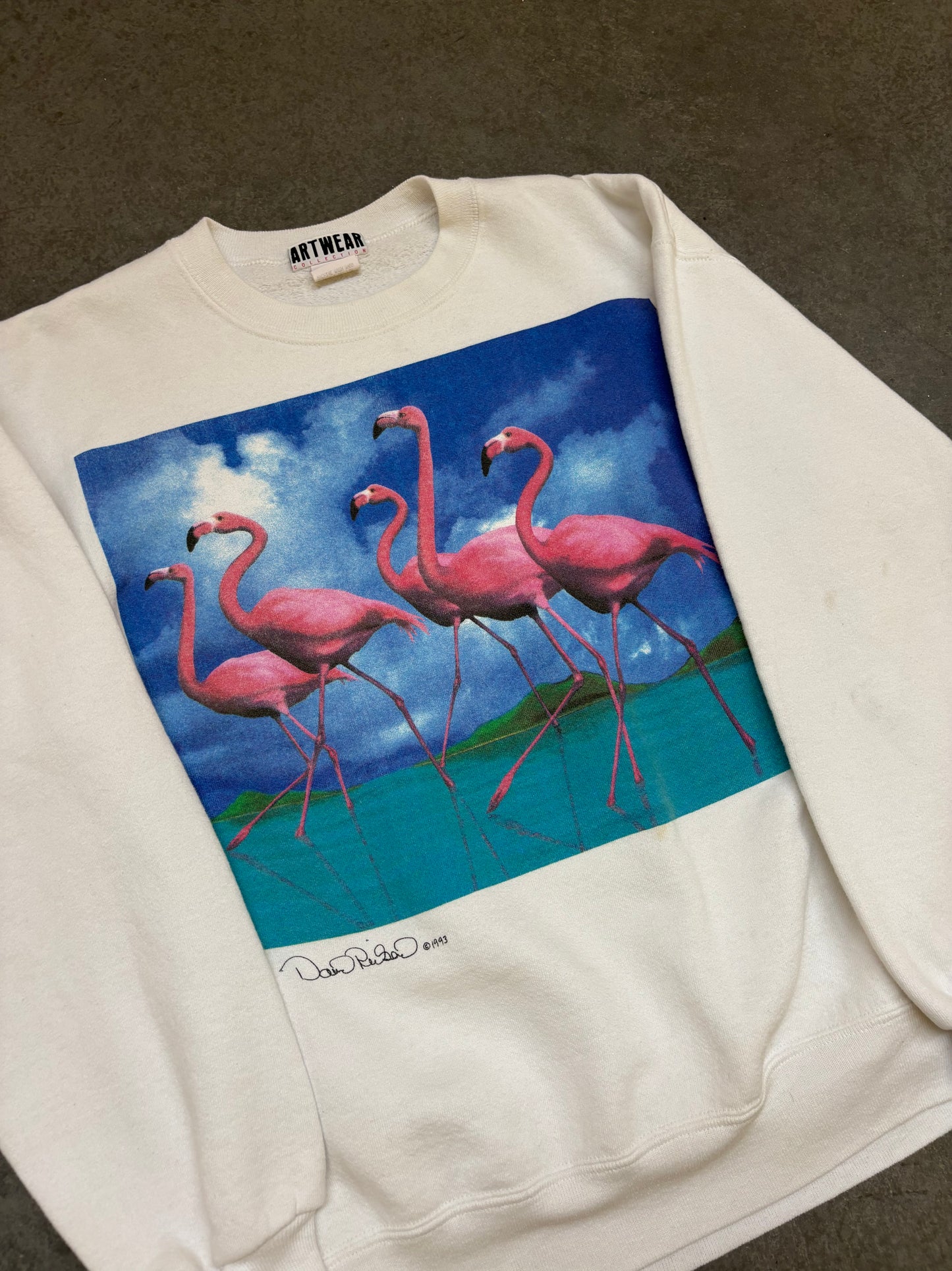 90s Flamingo Art Crewneck - L