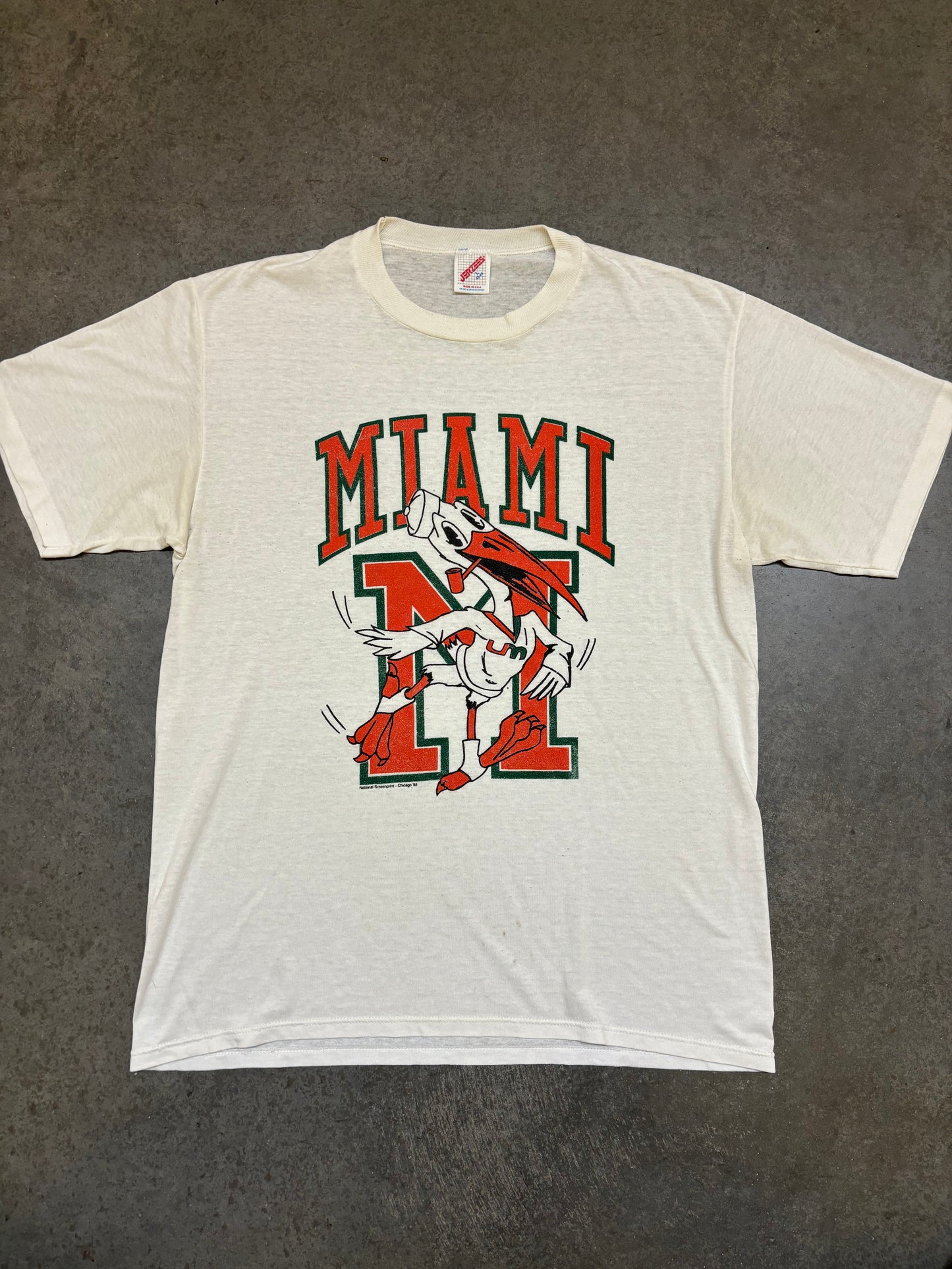 90s University of Miami Tee - L