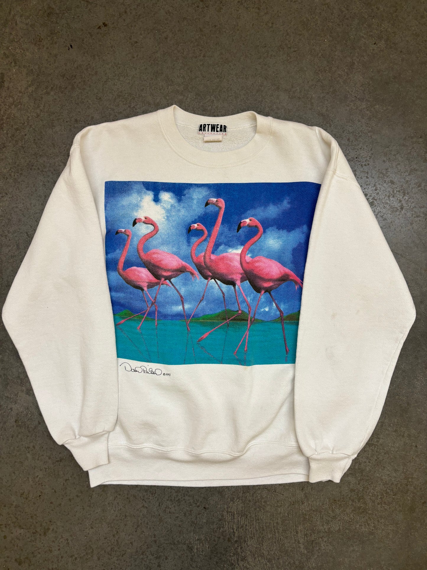 90s Flamingo Art Crewneck - L