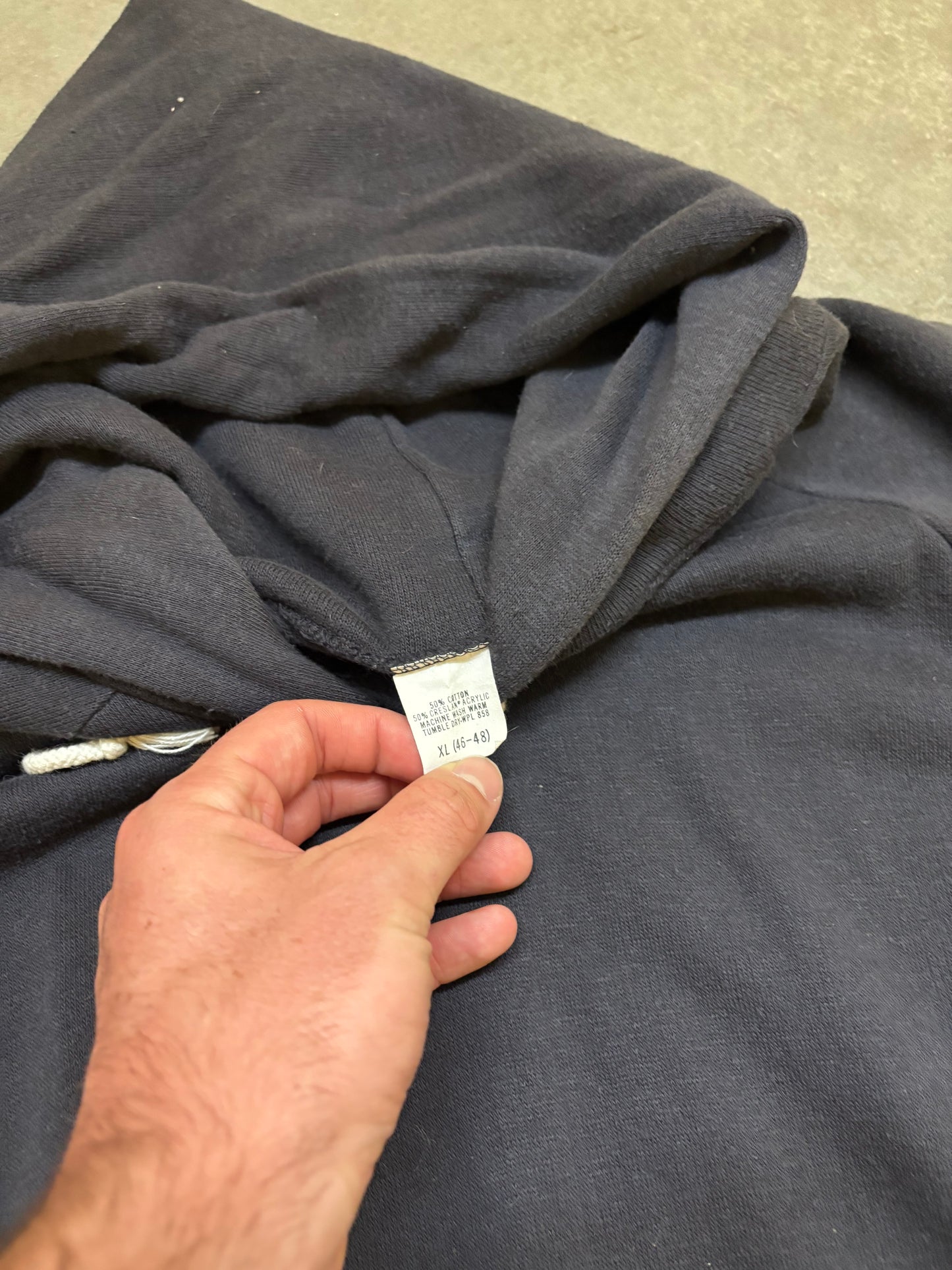 70s Black Hoodie - L