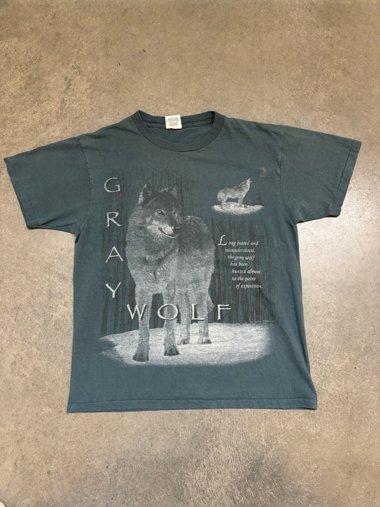 90s Gray Wolf Tee - L